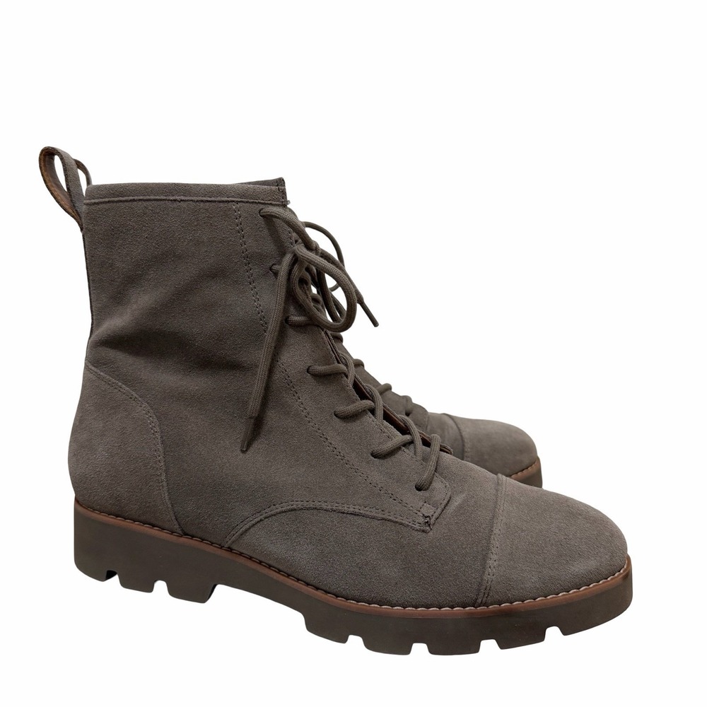 Vionic Womens Lani 2 Lace Up Combat Suede Ankle Boots Size 9.5 Gray Comfort